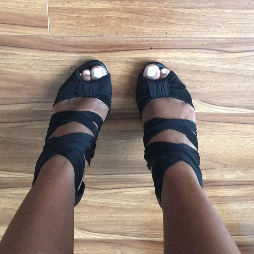 LIKE NEW Black Strapy BCBG Heels